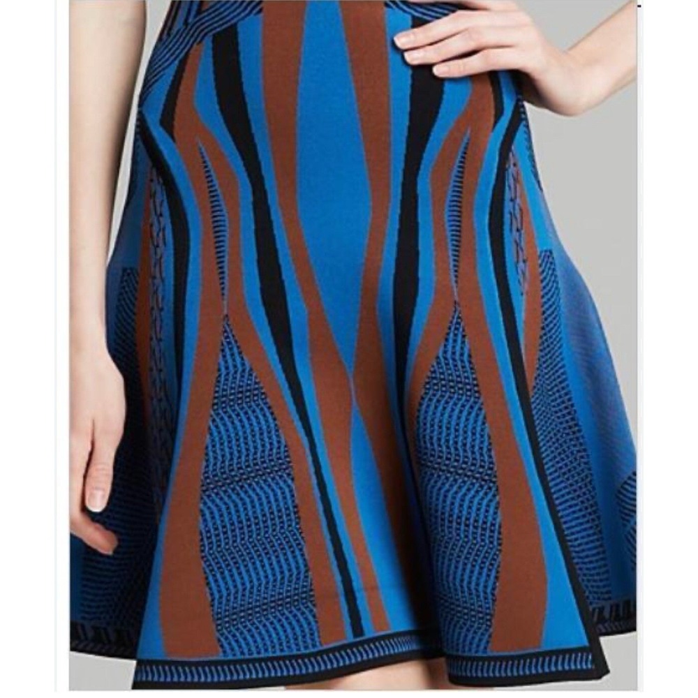 DIANE von Furstenberg Ginnie Blue Skirt Small Heavy Fit Flare Knitted Fairy